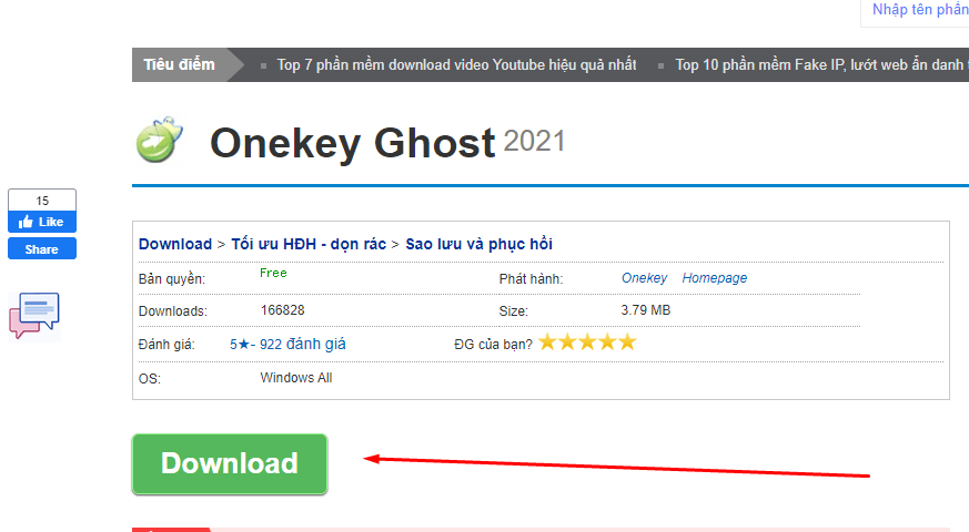 Download OneKey Ghost cho Win 10 thành công 1000%