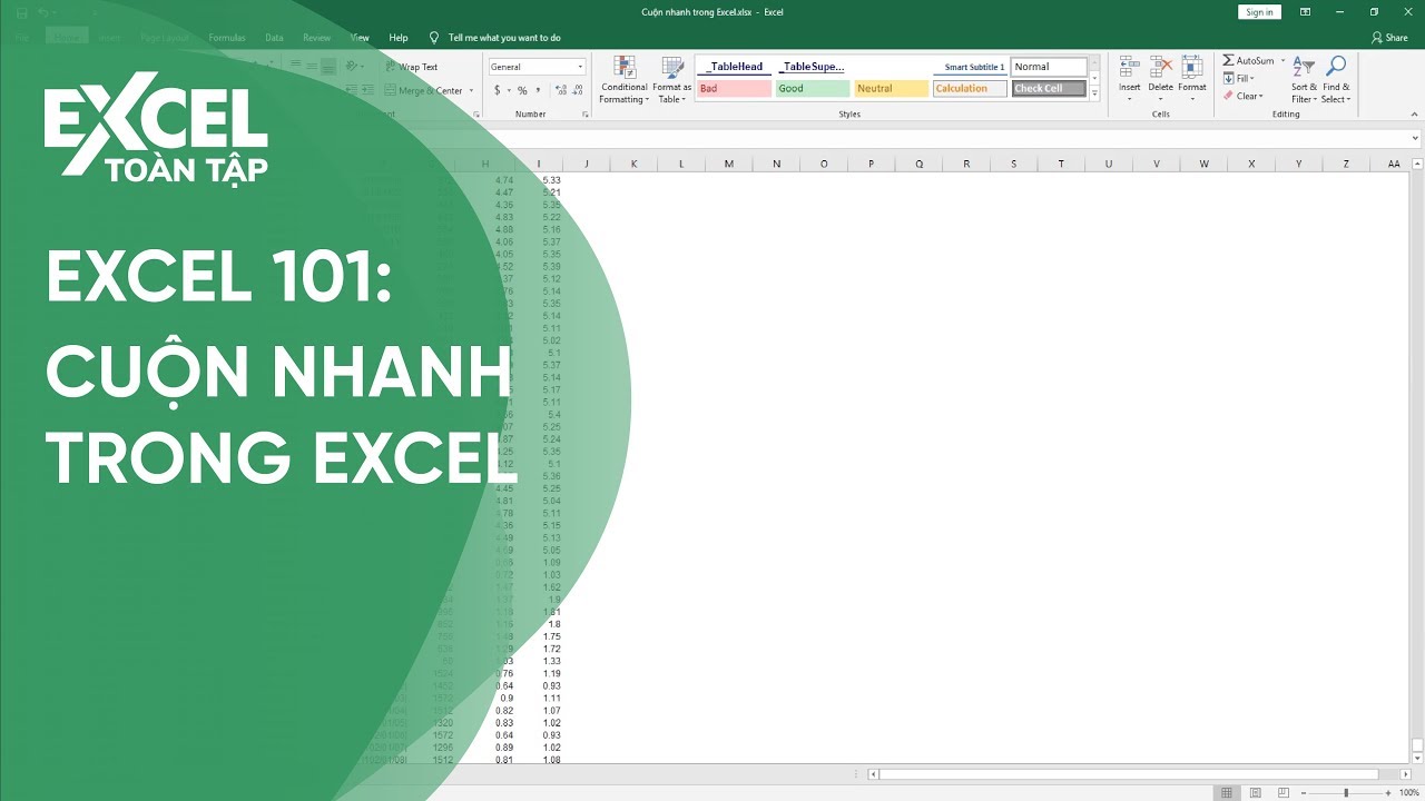 11. Mẹo cuộn nhanh (scroll) trong Excel | Khóa học phần mềm văn phòng Excel