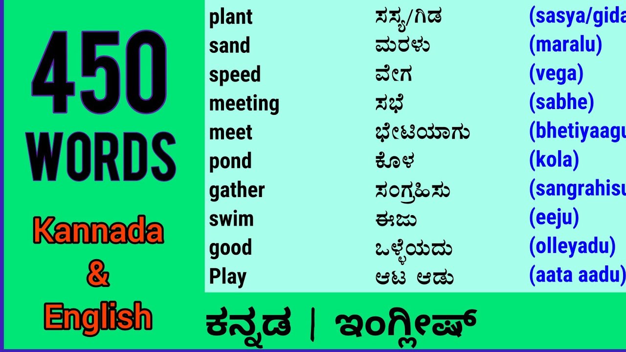450 kannada english Words 🔵 english words with kannada meaning 🔵 dictionary 🔵 words 🔵 vocabulary 450