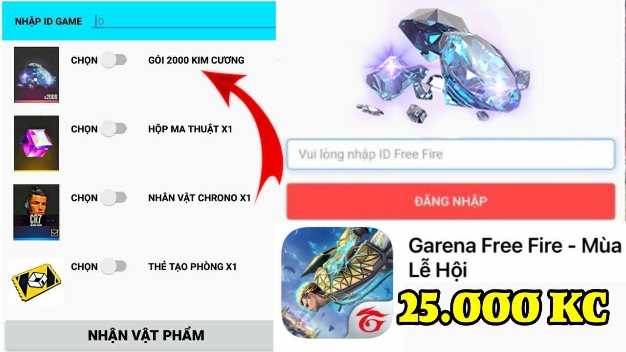 Cách Tải App Nhận 250.000 Kim Cương Free Fire Miễn Phí Mới Nhất 2022 OB32 | Thành Công 100%