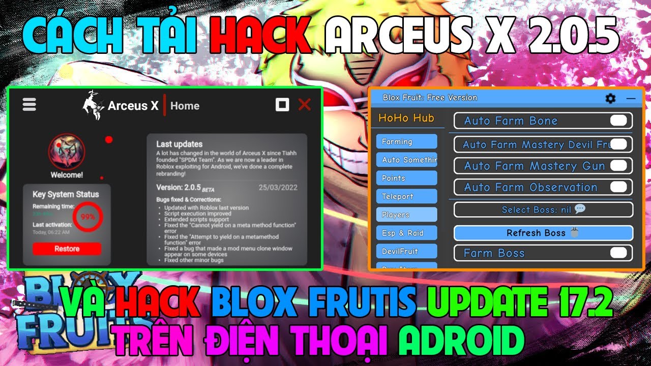 Cách Tải Arceus X 2.0.5 Và Hack Blox Frutis Trên Điện Thoại Cực Dễ : Auto Farm, Auto Raid, Bring DF