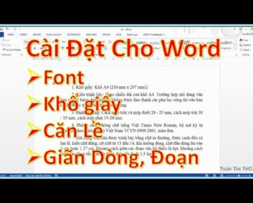 Cài Đặt Ban Đầu ( Font, cỡ chữ, căn lề, giãn dòng, giãn đoạn) Cho Word theo ND 30/2020