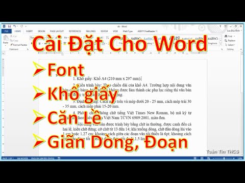 Cài Đặt Ban Đầu ( Font, cỡ chữ, căn lề, giãn dòng, giãn đoạn) Cho Word theo ND 30/2020