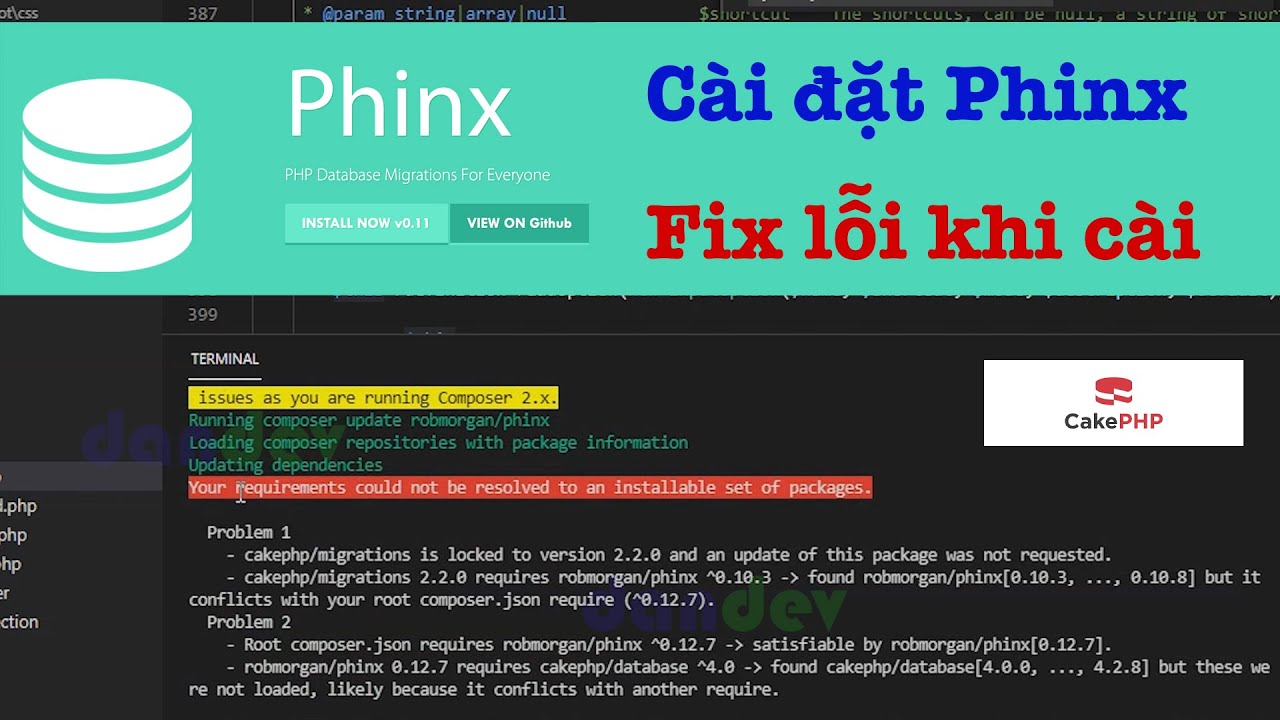 Cài đặt Phinx cakephp #17| Fix lỗi trong quá trình cài đặt | Ví dụ về Phinx cakephp |dandev