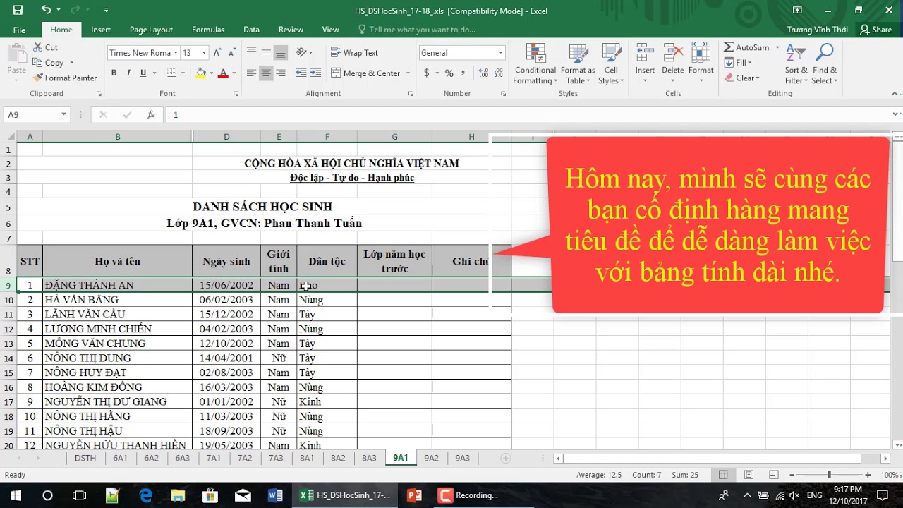 (Excel) Cách cố định dòng, cột tiêu đề trong excel | Mẹo Excel hay