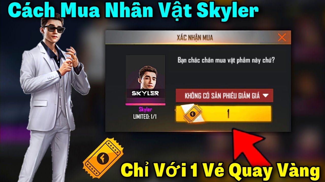 [Free Fire] Cách Mua Nhân Vật Skyler Chỉ Với 1 Vé Quay Vàng Cực Đơn Giản