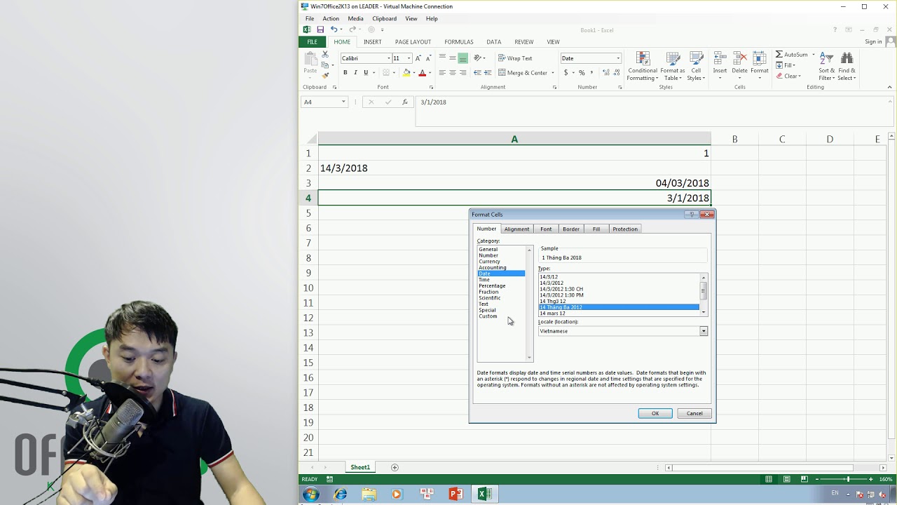 Học Excel: 4.3.E01. Mẹo hiển thị ngày tháng năm bằng tiếng Việt