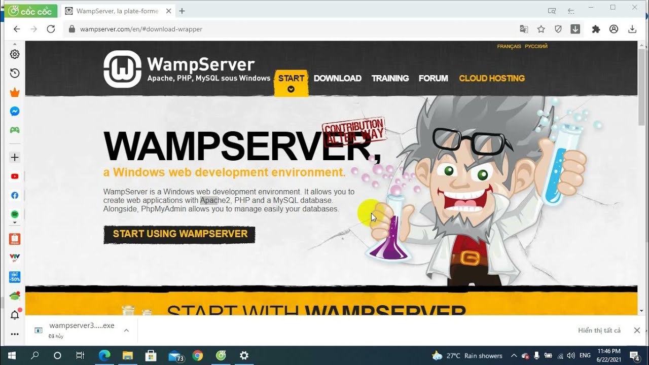 Hướng dẫn cài đặt phần mềm WAMP SERVER để học lập trình web với PHP, chạy thử file PHP đầu tiên