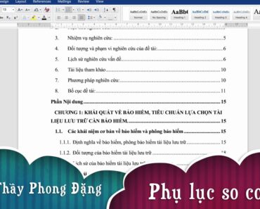 Hướng dẫn làm Phụ lục bài Tiểu luận, NCKH, KLTN chuẩn – đẹp