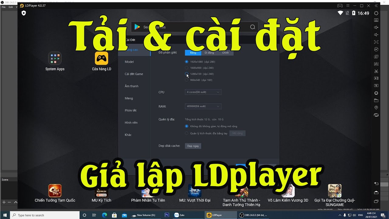 Hướng dẫn tải cài đặt phần mềm giả lập LDplayer để chơi game free fire,liên minh tốc chiến, vỗ lâm 1