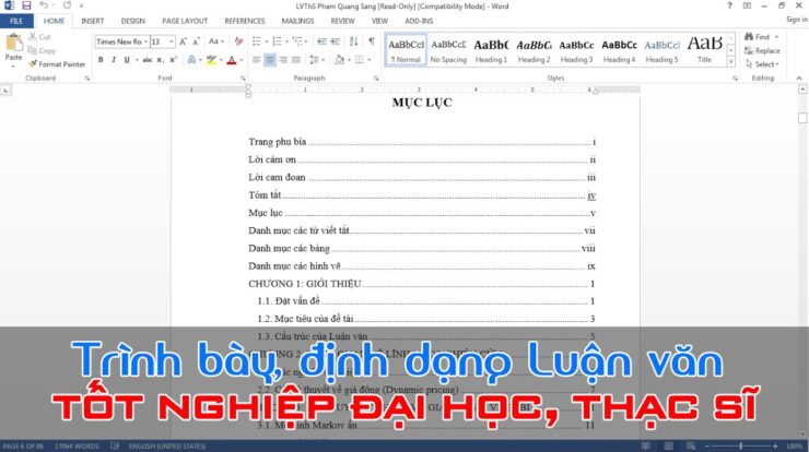 Hướng dẫn trình bày, định dạng Luận văn tốt nghiệp Đại học, Thạc sĩ