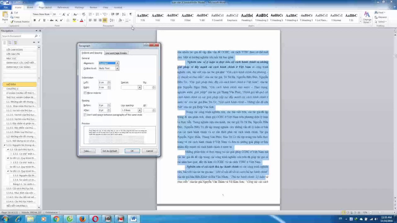 In sai lề, nhảy nội dung, lỗi fonts chữ, hướng dẫn cách định dạng luận văn, đồ án, khóa luận