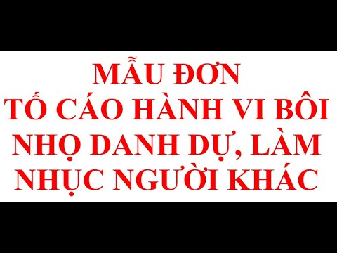 MẪU ĐƠN TỐ CÁO HÀNH VI BÔI NHỌ DANH DỰ