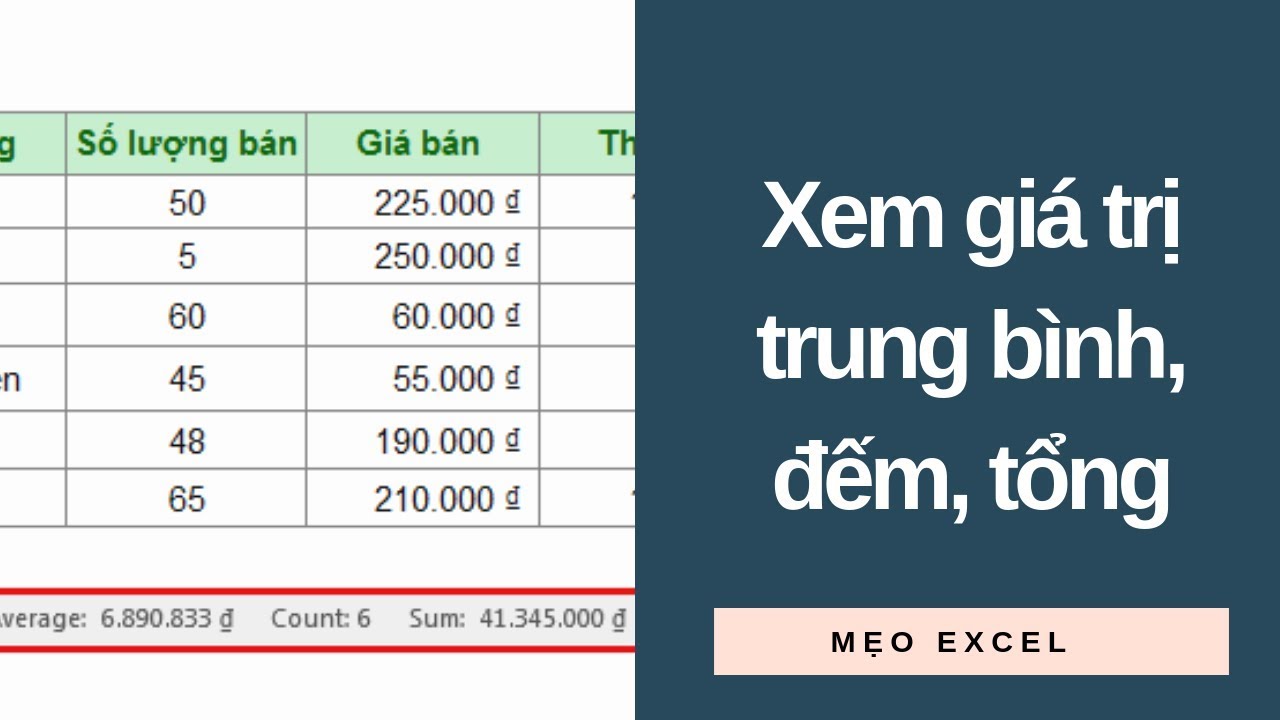 Mẹo Excel | Xem giá trị tổng, đếm, trung bình 1 dải số không cần đến Hàm hay Công Thức