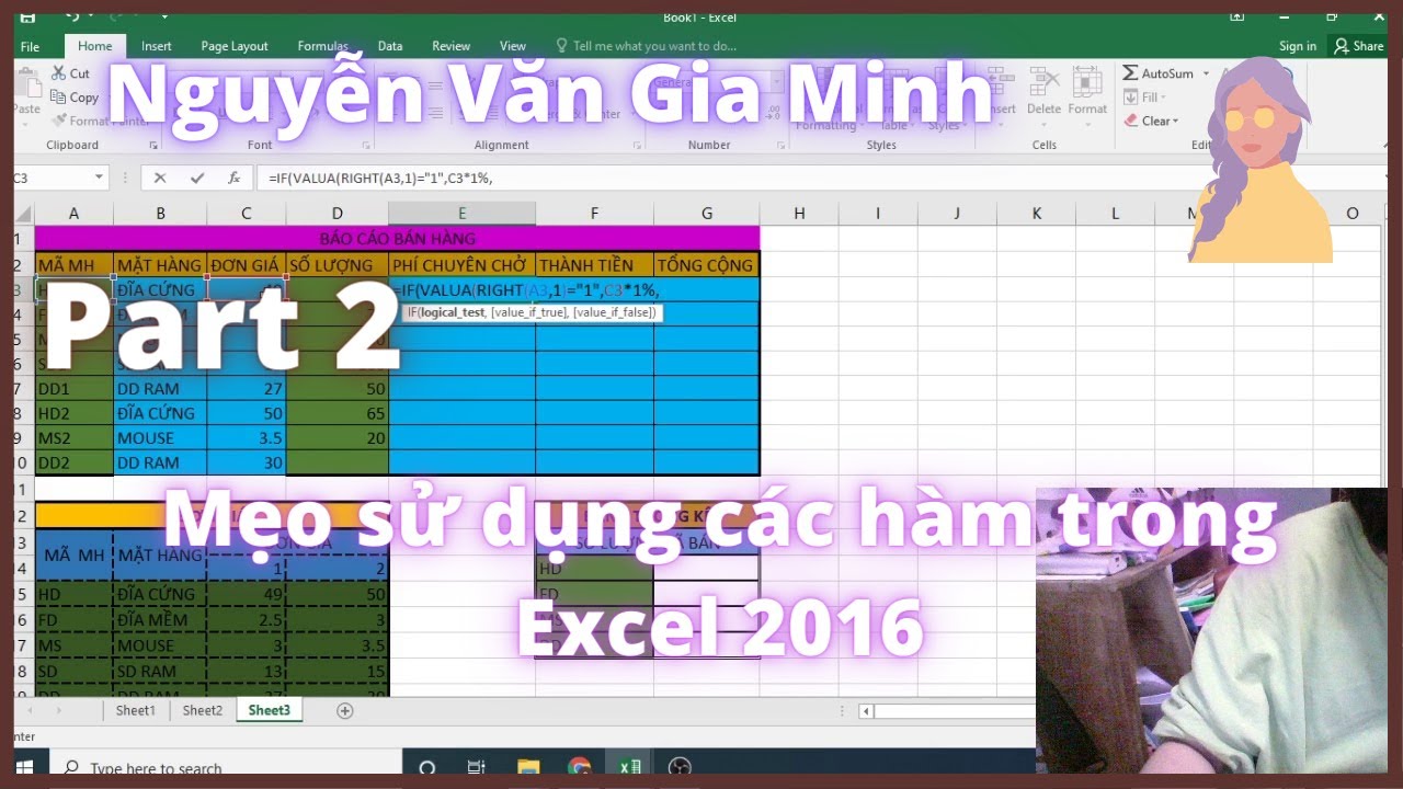 Mẹo sử dụng các hàm trong Excel 2016