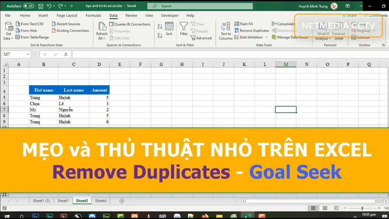 Mẹo và Thủ thuật Excel | Remove Duplicates | Goal Seek