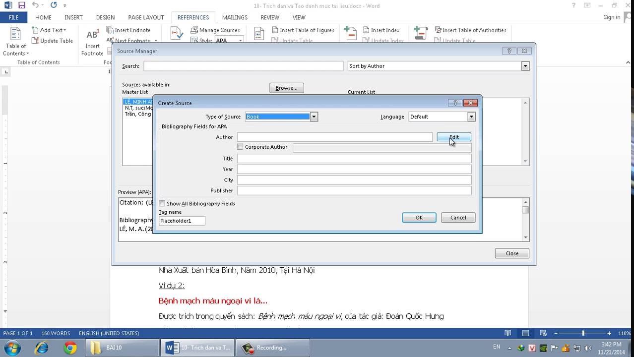 Microsoft Word 2013: TRÍCH DẪN VÀ TẠO DANH MỤC TÀI LIỆU THAM KHẢO