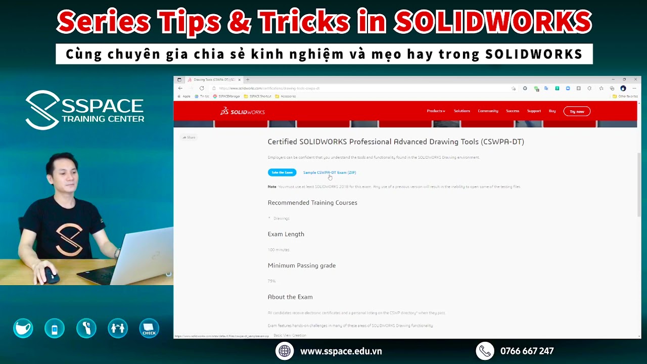 SOLIDWORKS Tips & Tricks | Hướng dẫn tải và giải đề thi mẫu CSWPA-DT (Drawing Tools) – Bài 2