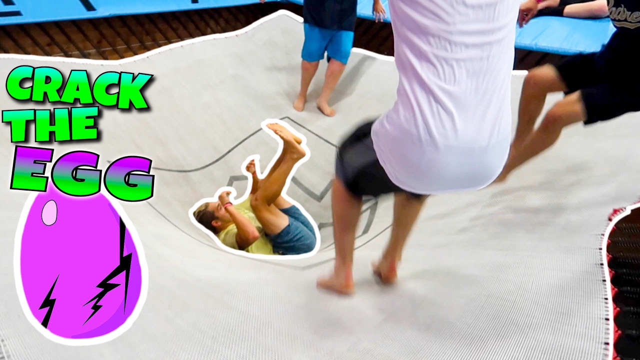 SUPER TRAMPOLINE CRACK THE EGG!!! (DANGEROUS)