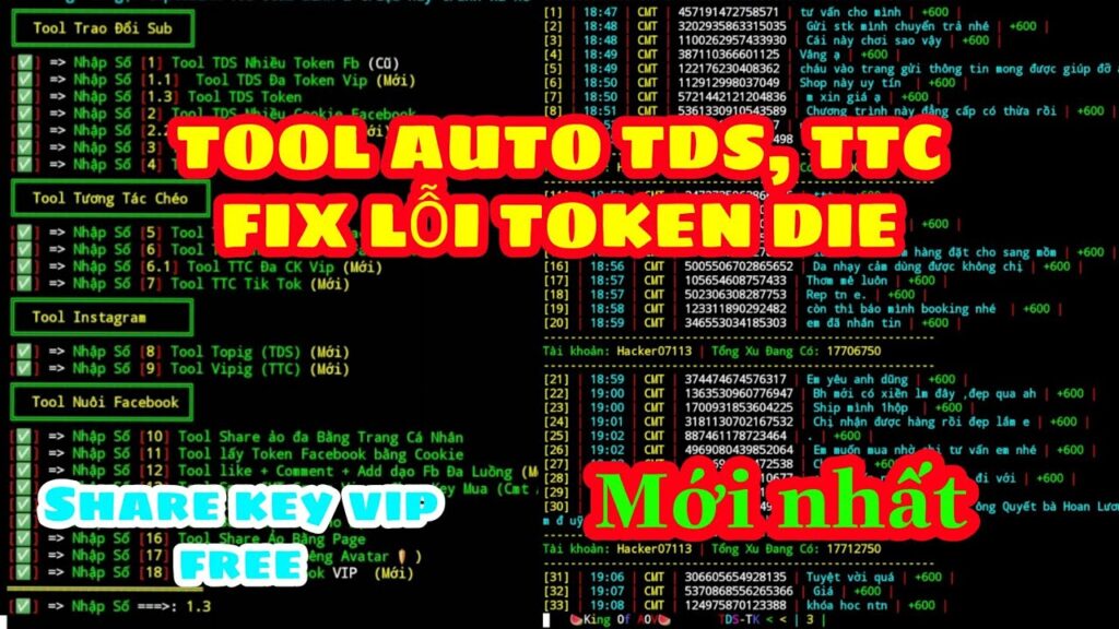 Tool Auto TDS, TTC Mới Sửa Lỗi Token Die, Share KKeyVip Miễn Phí | Auto Tik Tok,