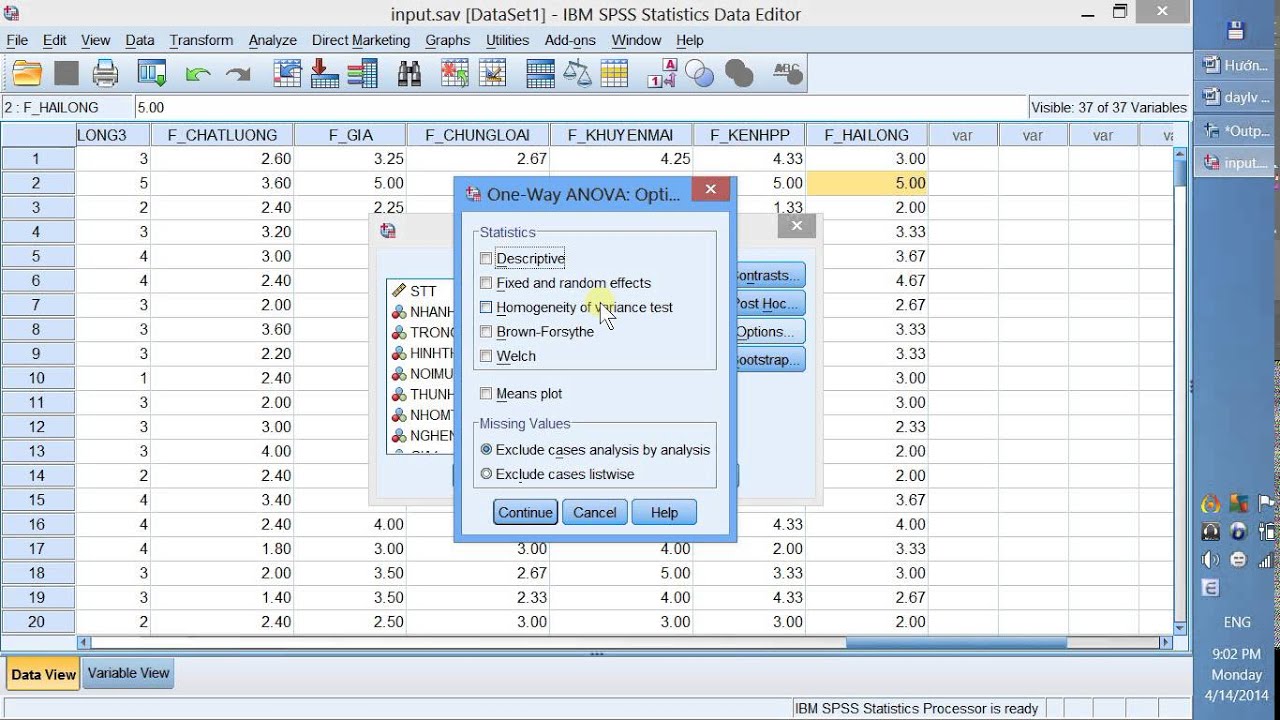 ANOVA-Thực hành cách phân tích phương sai ANOVA trong SPSS( nhóm MBA thực hiện)