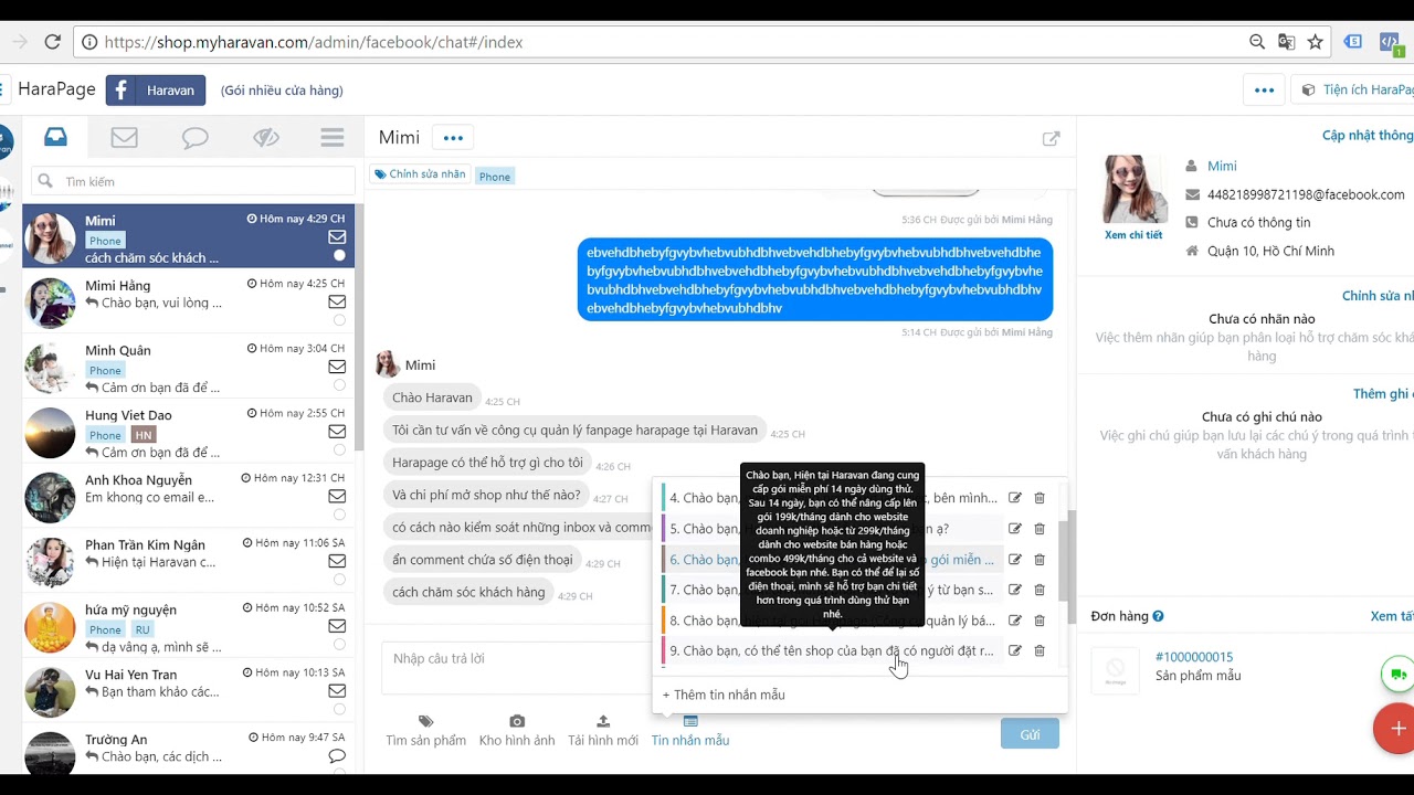 3. Cách Tạo Tin Nhắn Mẫu Trên Fanpage Với Harapage