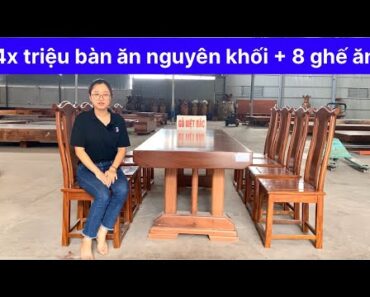 CHỈ 4X TRIỆU SỞ HỮU BỘ BÀN ĂN NGUYÊN KHỐI, 8 GHẾ TAI QUAN GỖ CẨM HỒNG ĐẸP NÉT CĂNG, mã BGNK403