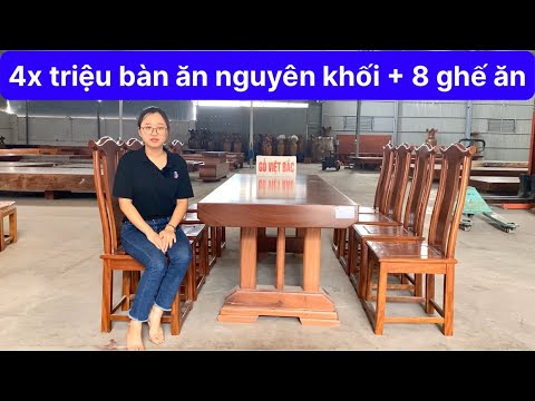 CHỈ 4X TRIỆU SỞ HỮU BỘ BÀN ĂN NGUYÊN KHỐI, 8 GHẾ TAI QUAN GỖ CẨM HỒNG ĐẸP NÉT CĂNG, mã BGNK403