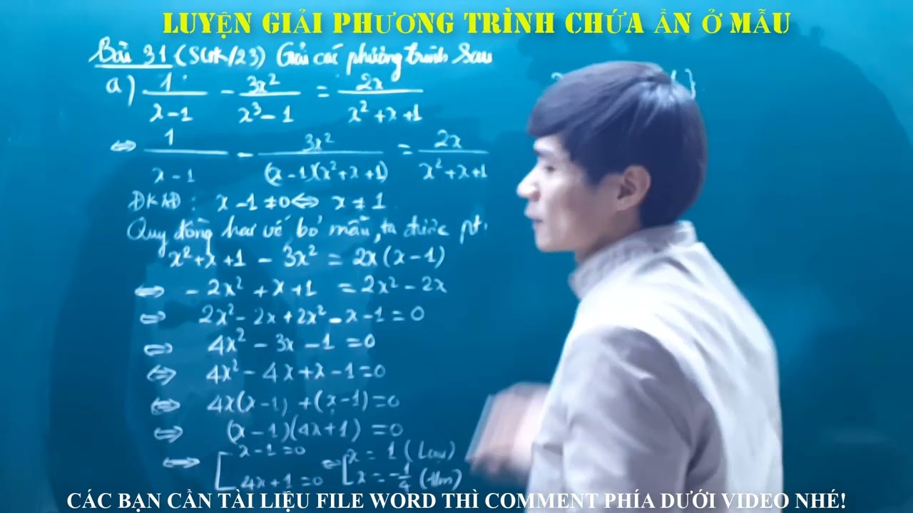 Cách giải phương trình chứa ẩn ở mẫu -ĐS 8 – Bài # 31 SGK/23