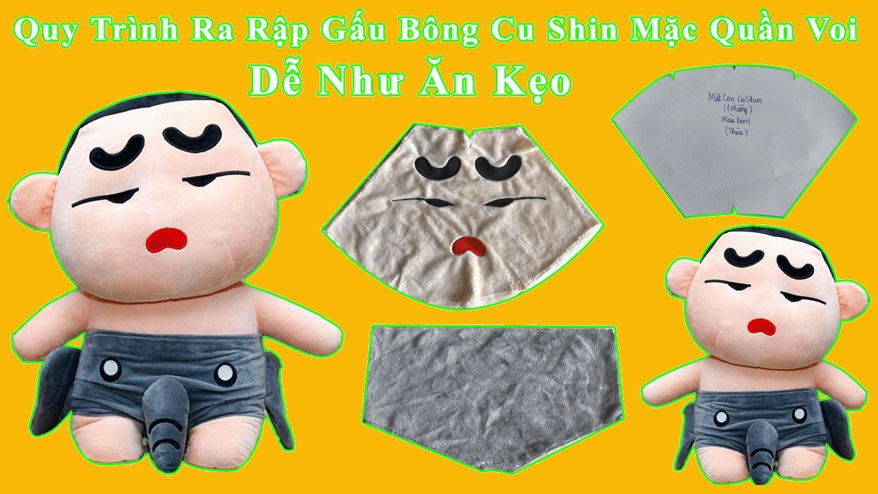 Hướng Dẫn Cách Làm Mẫu Gấu Bông C.U Shin Mặc Q.UẦ.N Voi Chi Tiết