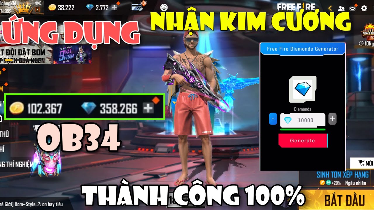 Hướng Dẫn Cách Tải Ứng Dụng Nhận Kim Cương Free Fire Miễn Phí Mới Nhất OB34 2022 | Trong 1 Phút