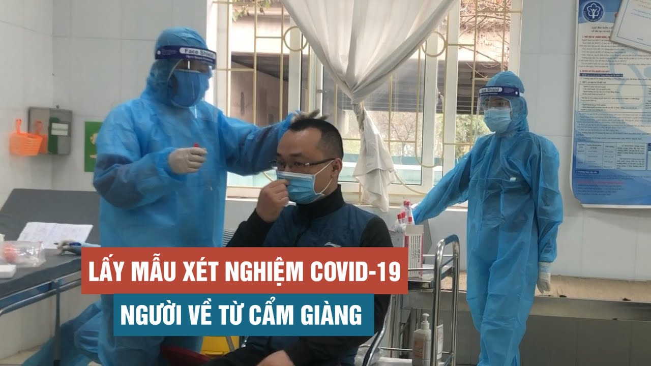 Lấy mẫu xét nghiệm Covid-19 và cách ly tại nhà người du xuân về từ Cẩm Giàng