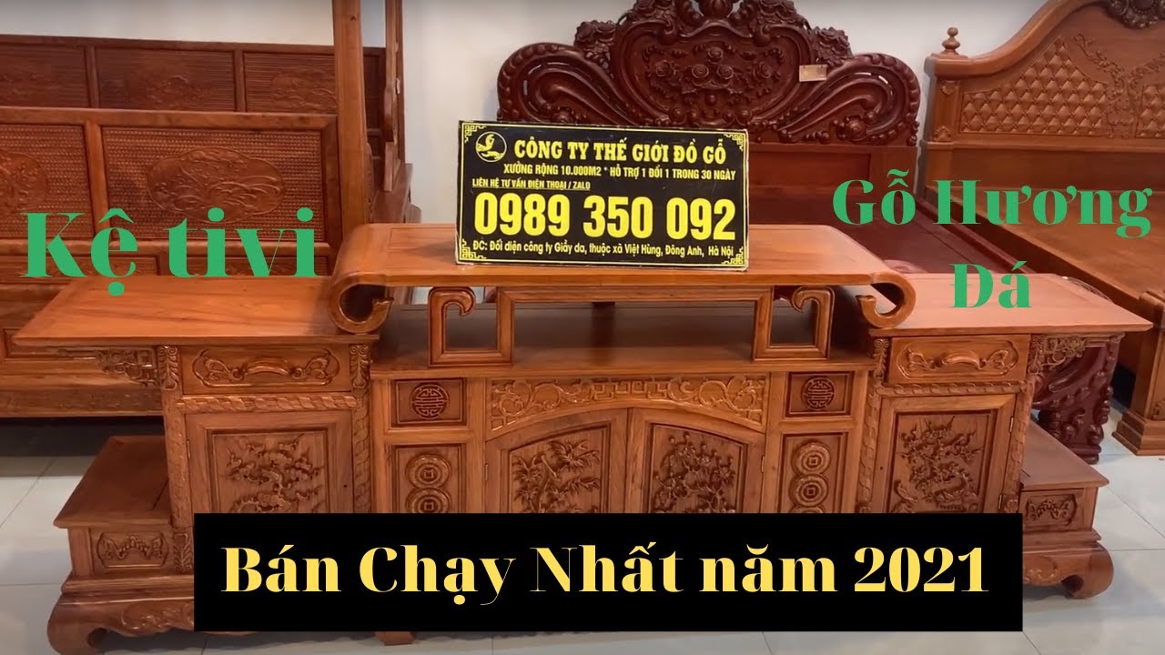 Mẫu kệ tivi sừng trâu gỗ hương đá, mang phong cách cổ đển cực kì sang trọng. ( thế giới đồ gỗ ).