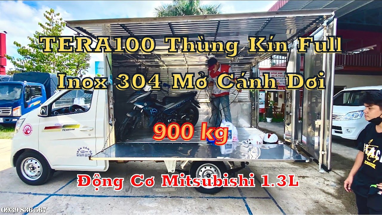 Xe Tải TERA100 Thùng Kín Mở Cánh Dơi Full INOX 304 Siêu Đẹp Tại Cần Thơ 2022, Thiện Xe Tải 0939 836